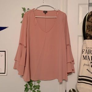 Baby pink oversized bell sleeve top